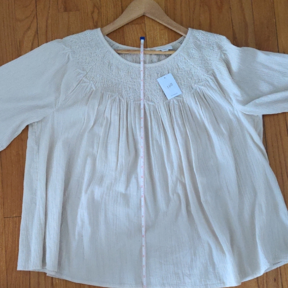 NET J. Jill Beige Blouse with Textured Design size large - Picture 11 of 14